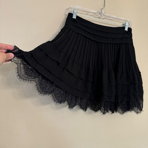 Sam Edelman Black Pleated Lace Layered Skirt Size 2 - Picture 6 of 16
